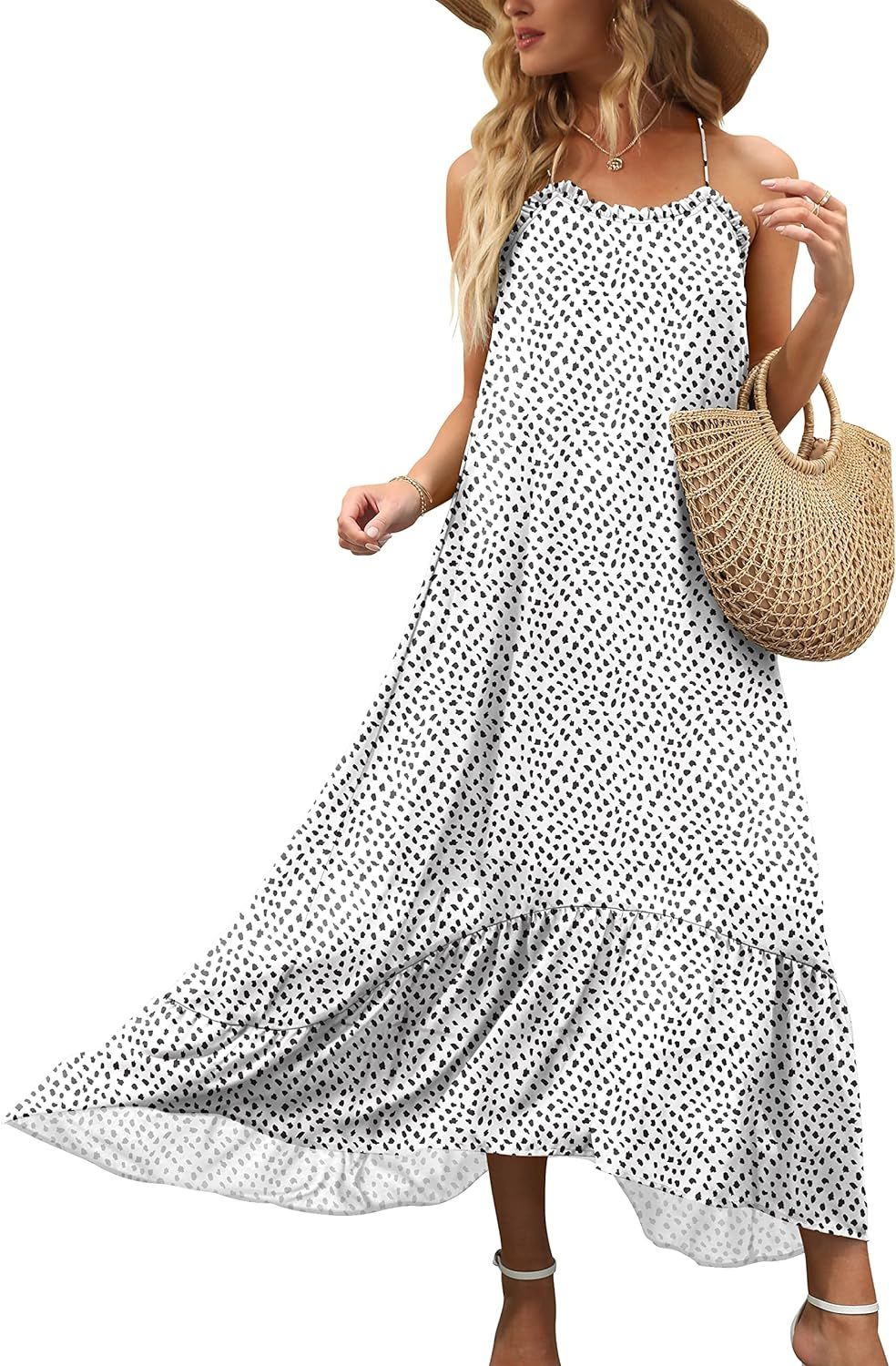 LOGENE Women's Summer Casual Loose Maxi Dresses Floral Print Long Boho Beach Sundress | Amazon (US)