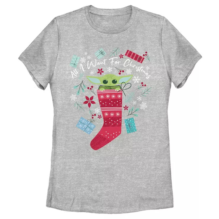 Women's Star Wars The Mandalorian Christmas The Child Stocking Stuffer T-Shirt | Target