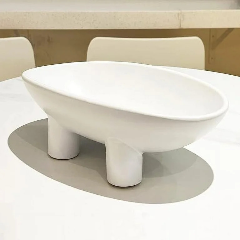 LandHope Large Ceramic Fruit Bowl White Candy Ceramic Bowl for Kitchen Home Halloween Decor | Walmart (US)