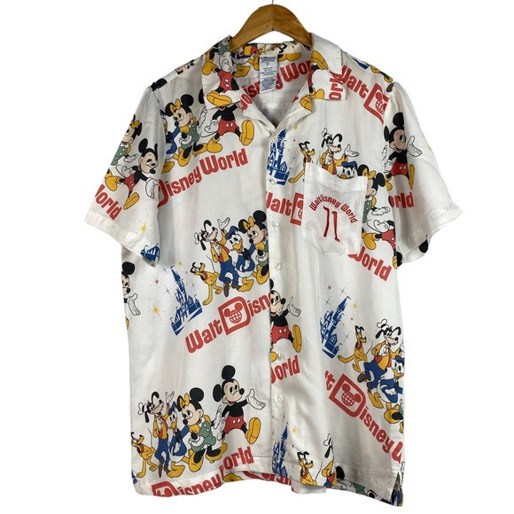 Walt Disney World Vault Collection Button Down Disney Camp Mickey Shirt Men's L | Poshmark