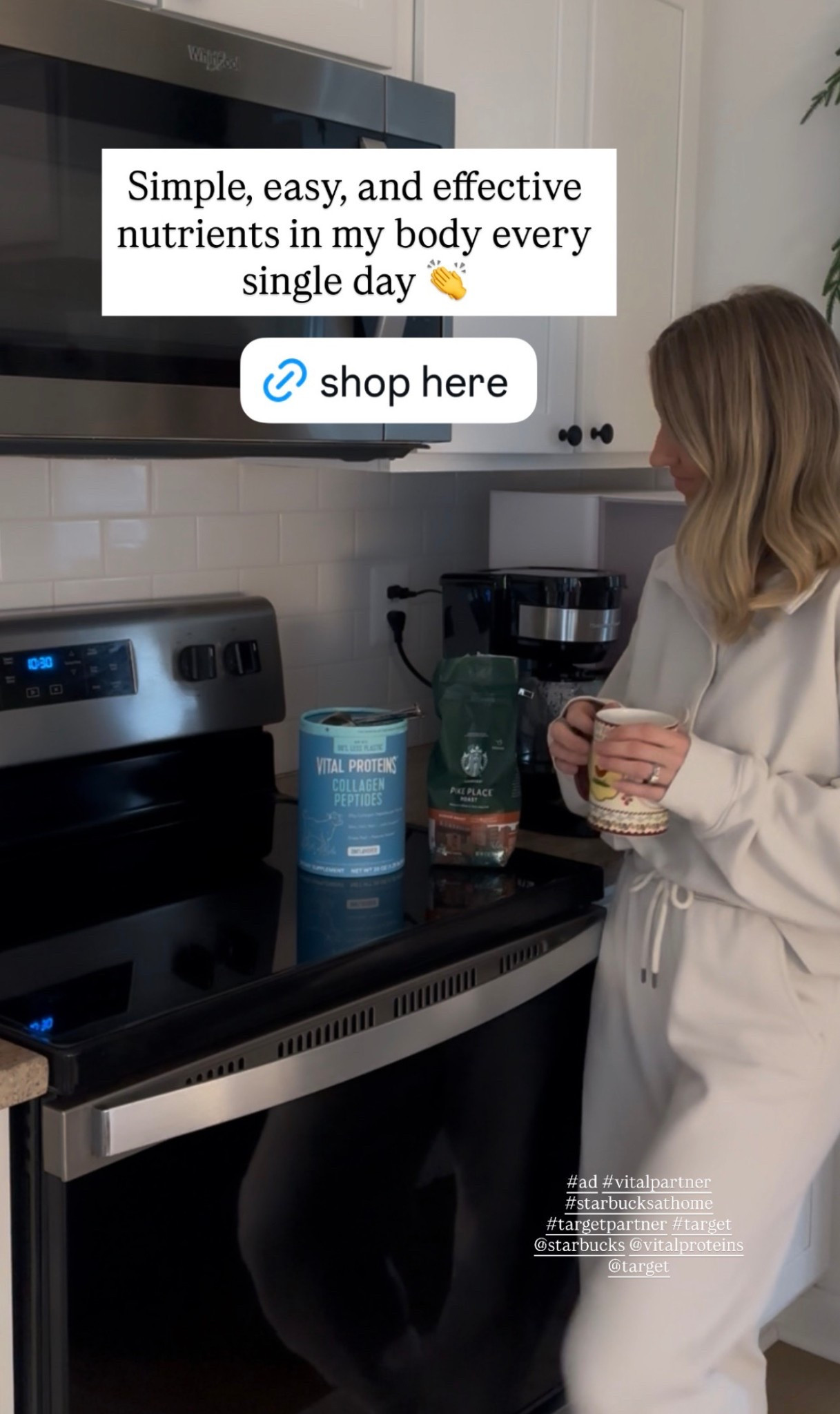 #ad #vitalpartner New Year, same me. Just a little more intentional! Adding a scoop of @vitalproteins to my @starbucks coffee (both from @target) has become the easiest healthy habit I actually keep. #starbucksathome #targetpartner #target 