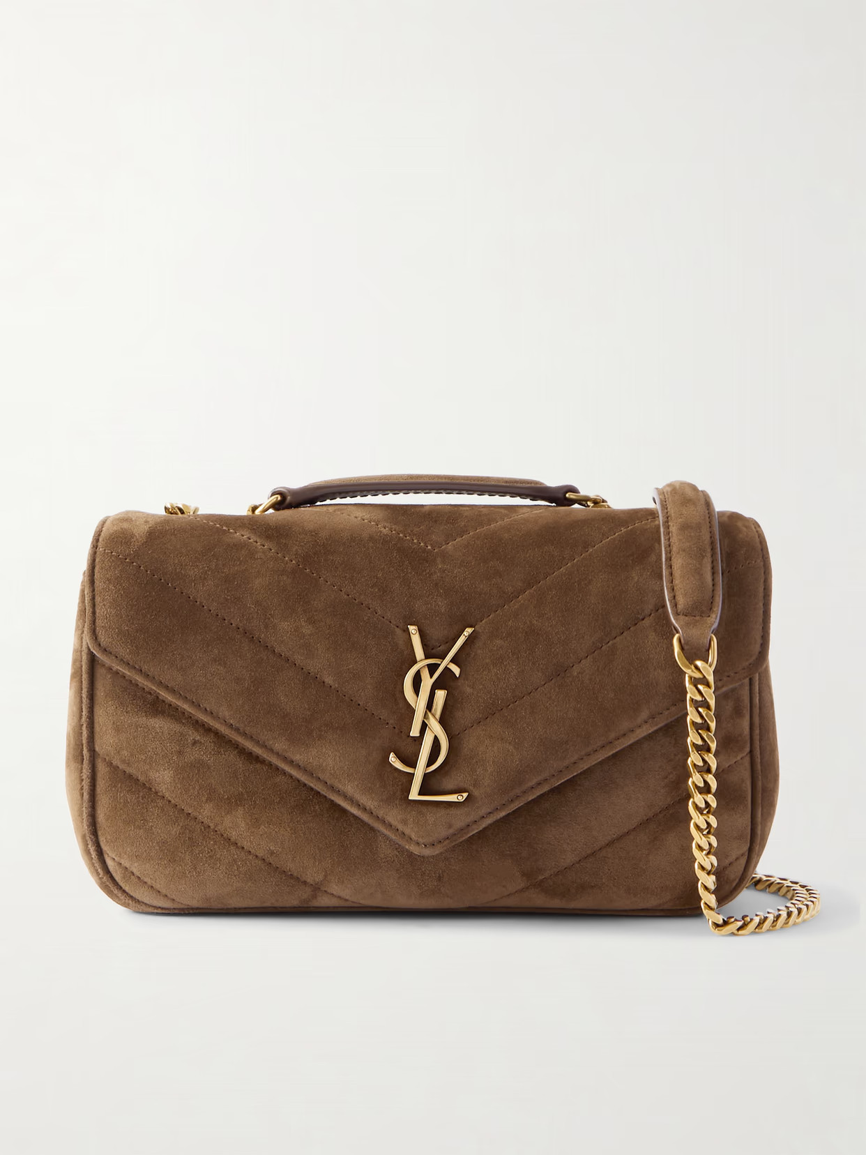 SAINT LAURENT - Loulou Quilted Suede Shoulder Bag - Brown | NET-A-PORTER (UK & EU)