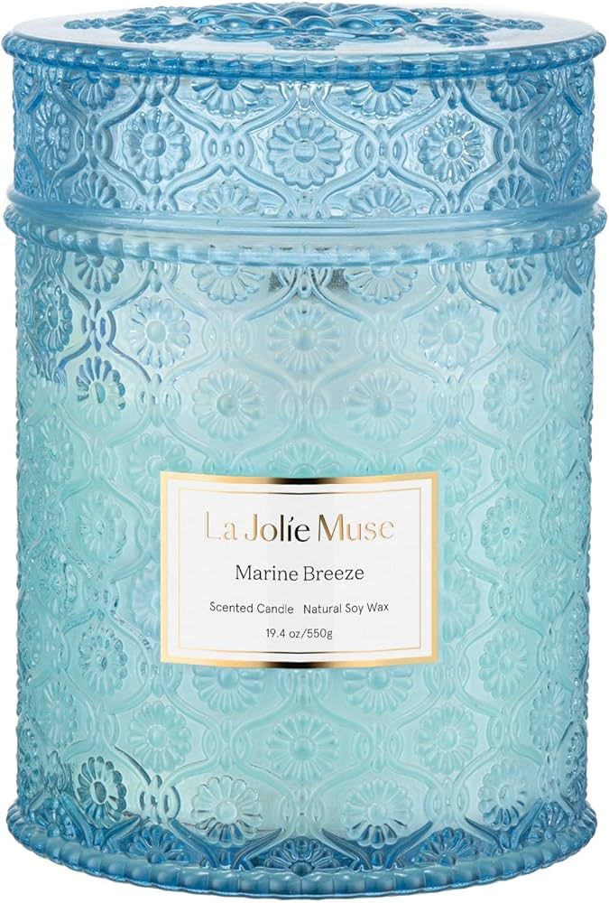 LA JOLIE MUSE Marine Breeze Scented Candle, Natural Soy Candle for Home, Long Burning Time, Large... | Amazon (US)