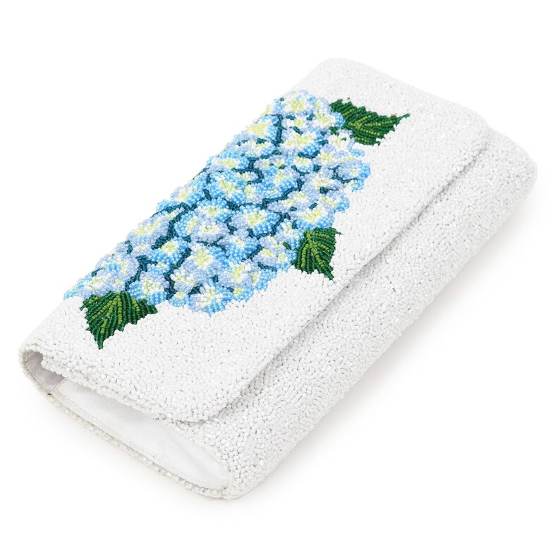 Half Barrel Beaded Monogram Clutch Blue Hydrangea - Etsy | Etsy (US)