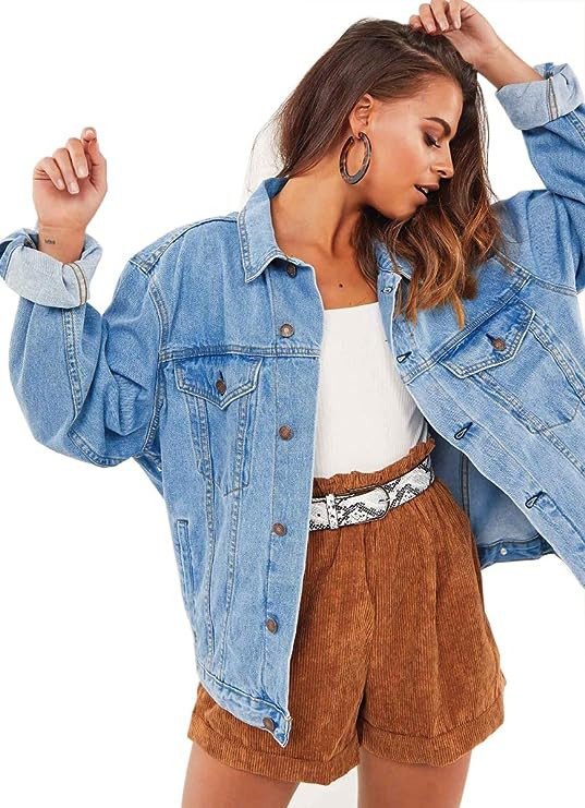 Justalwart Oversized Denim Jacket for Women Jean Jacket | Amazon (US)