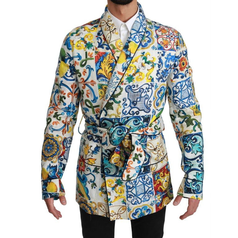 Dolce & Gabbana Majolica Brocade Linen Robe Coat Jacket | Walmart (US)