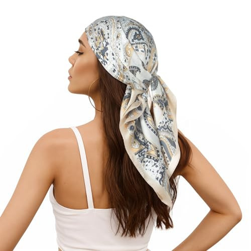RIIQIICHY 27.5” Head Scarf for Women Hair Wrapping Like Silk Neck Scarves Square Banabana | Amazon (US)