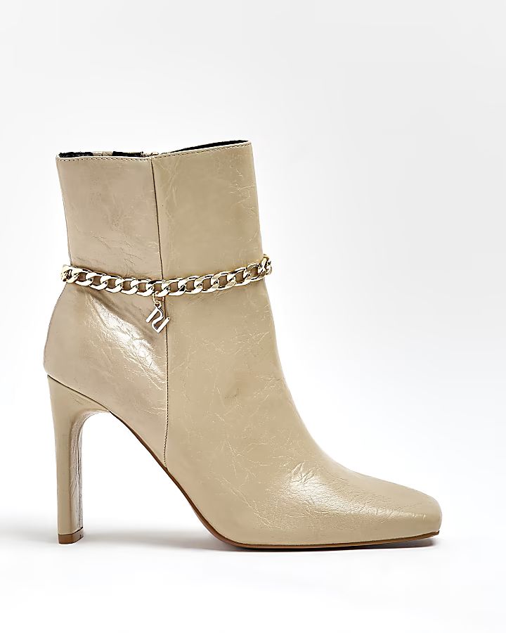 Cream heeled ankle boots | River Island (UK & IE)