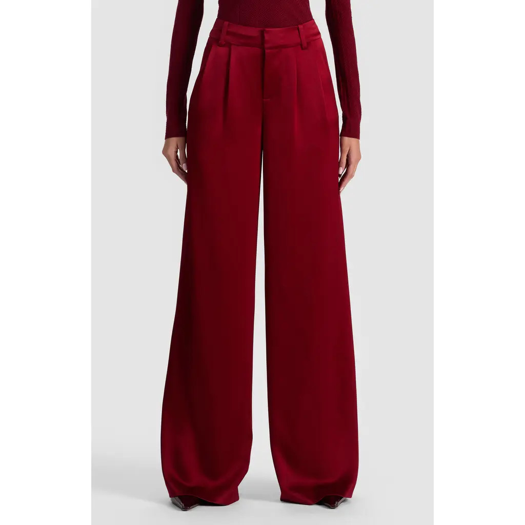 Alice + Olivia Kennedy Double Pleat Pants in Oxblood at Nordstrom, Size 8 | Nordstrom