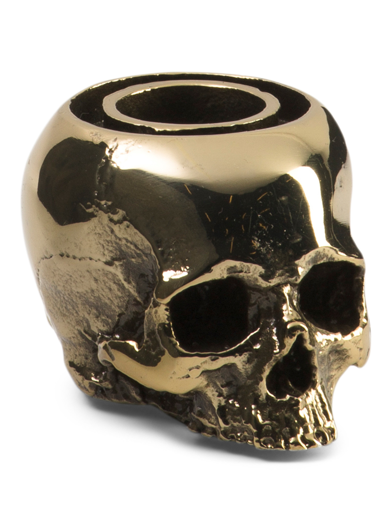 Polished Brass Skull Candle Holder | Marshalls