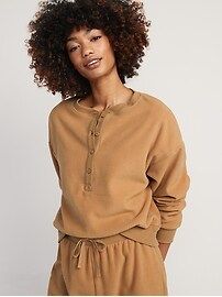 Microfleece Henley Lounge Sweatshirt for Women | Old Navy (US)