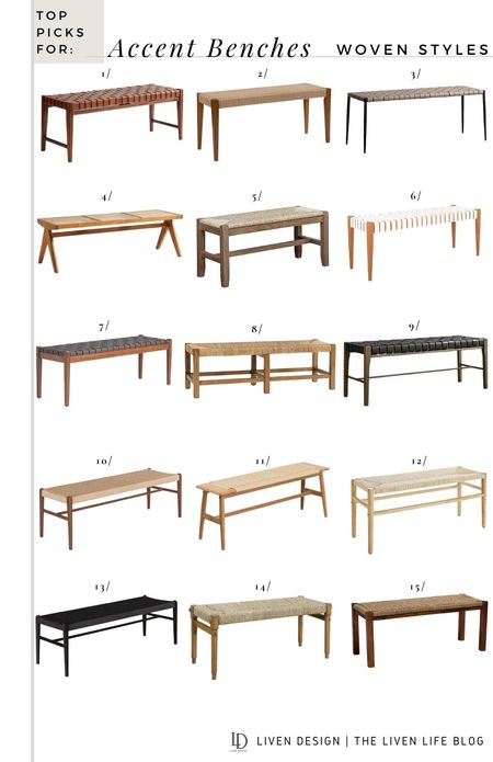 Woven bench. Leather bench. Wood bench. Entryway bench. Rope bench. End of bed bench. Accent bench. Living room. Hallway. Mudroom. 

#LTKSeasonal #LTKhome #LTKstyletip