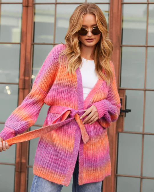 Carey Striped Tie Waist Cardigan | VICI