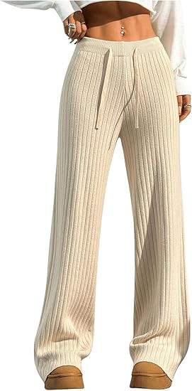 Verdusa Women's Wide Leg Sweatpants Comfy Lounge Pants Straight Leg Baggy Pants Yoga Workout Knit... | Amazon (US)