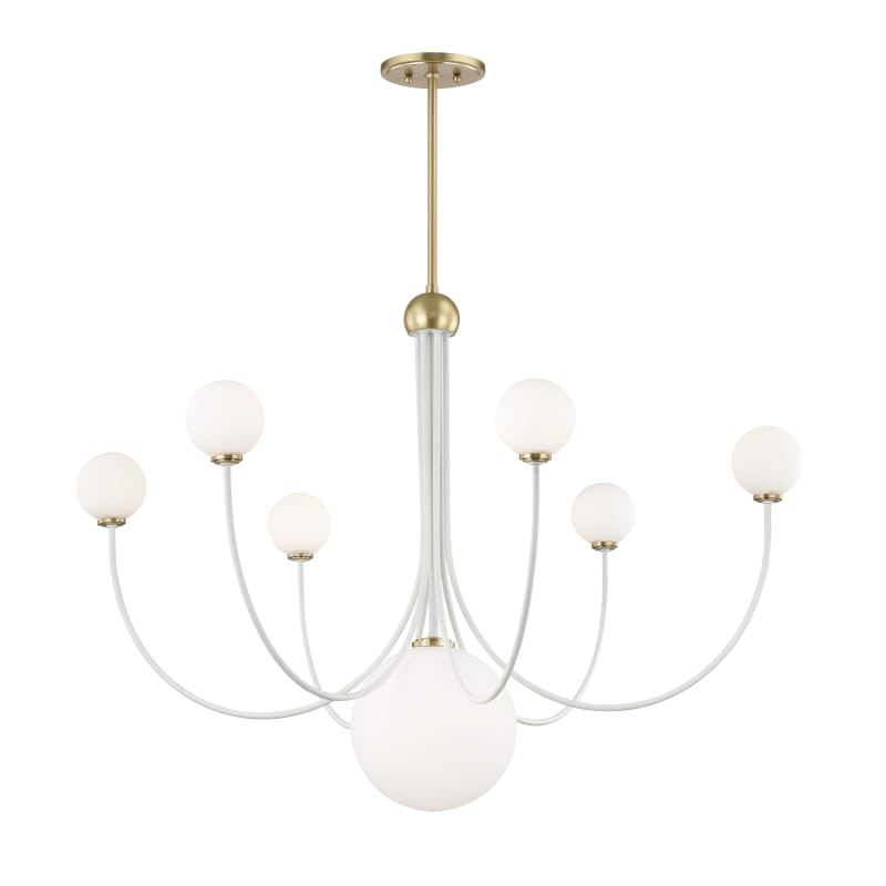 Mitzi H234807 Coco 7 Light 40" Wide LED Chandelier Aged Brass / White Indoor Lighting Chandeliers | Build.com, Inc.
