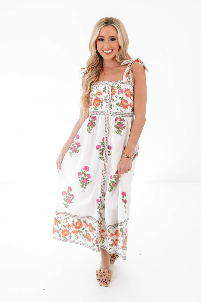 Stained Glass Midi Dress - White | The Impeccable Pig