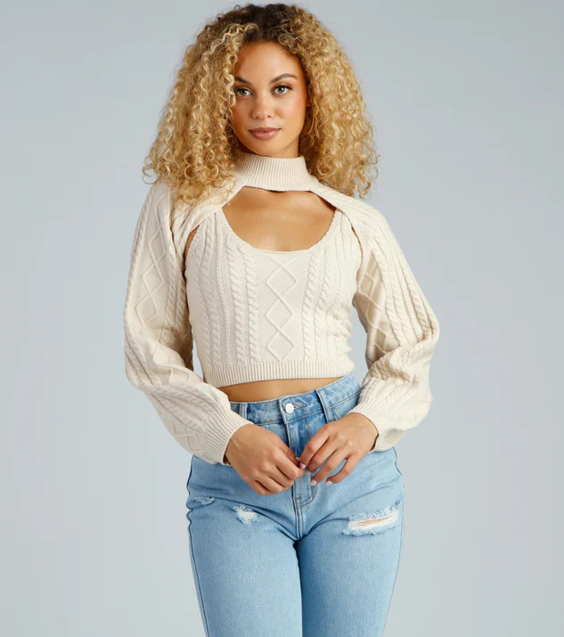 Autumn Harvest Mock Neck Sweater Top | Windsor Stores