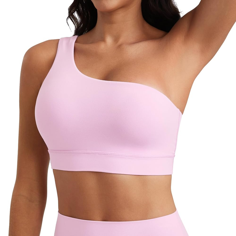 CRZ YOGA Butterluxe Womens One Shoulder Sports Bra - Sleeveless One Strap Low Impact Asymmetrical... | Amazon (US)