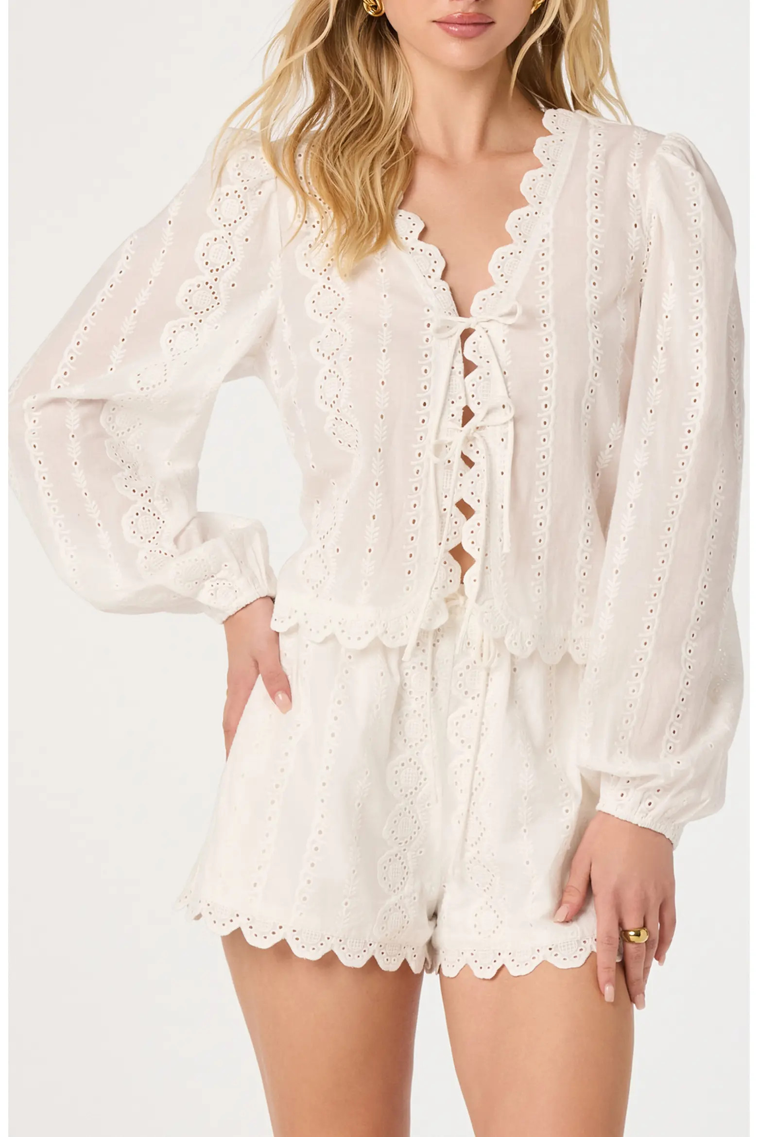 Leah Tie Front Eyelet Top (Women) | Nordstrom | Nordstrom