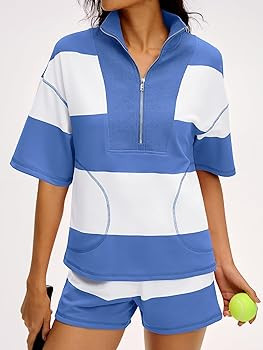 ANRABESS Striped Short Sets for Women 2 Piece Outfits Summer Casual Oversized Workout Athletisure... | Amazon (US)