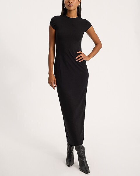 Crew Neck Short Sleeve Knit Maxi Dress | Express