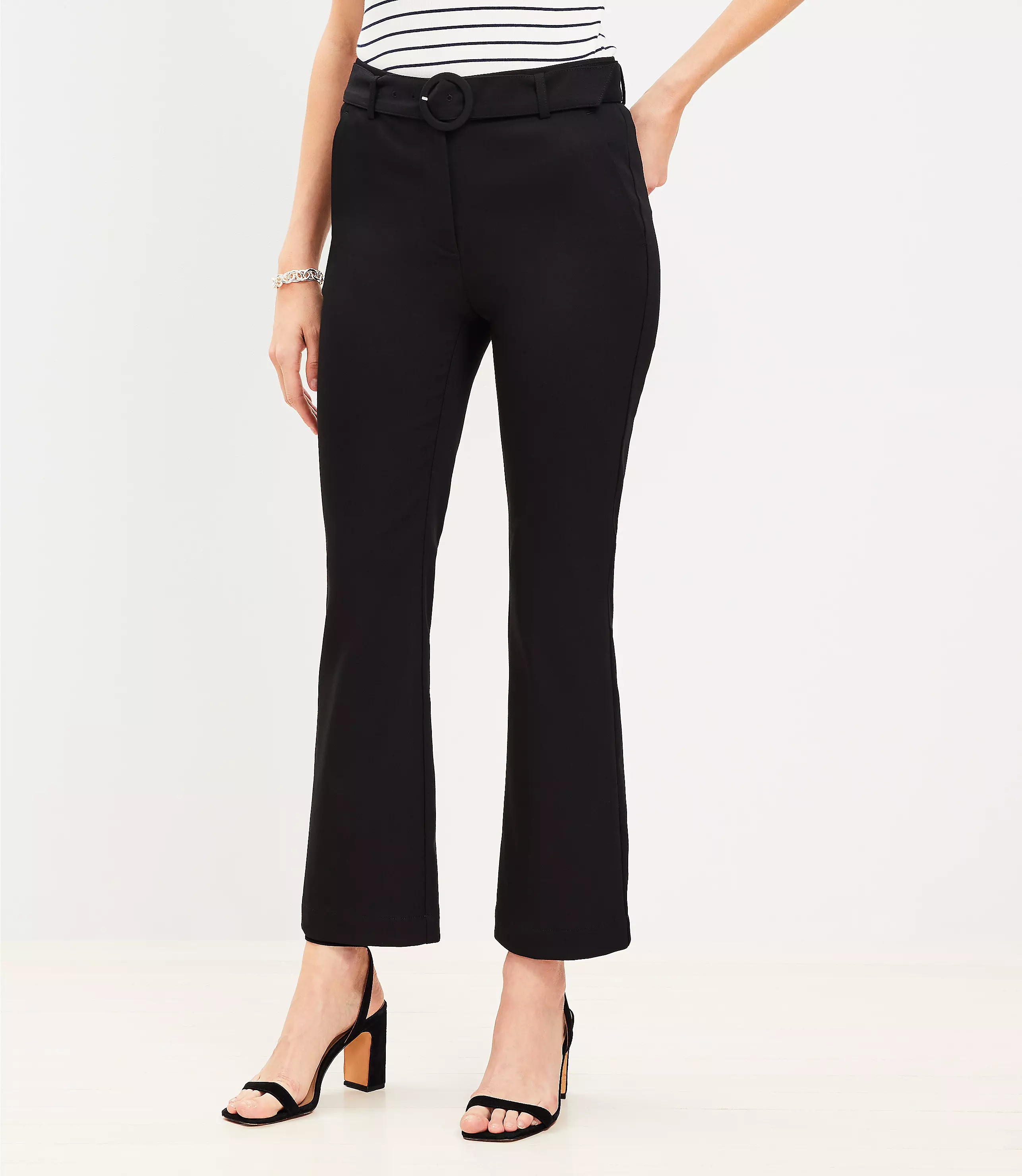 Petite Belted Sutton Kick Crop Pants | LOFT