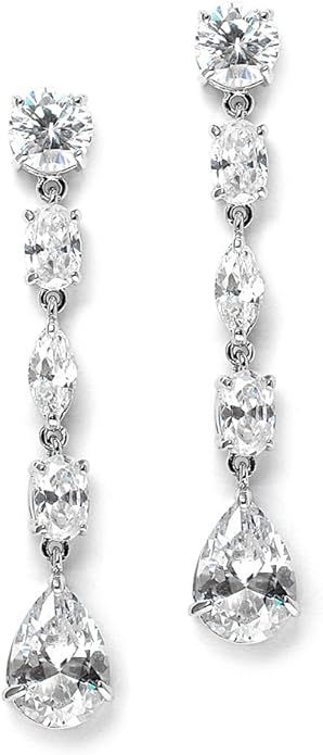 Mariell Cubic Zirconia Bridal Earrings, Dangle Earrings for Wedding, Cubic Zirconia Earrings for ... | Amazon (US)