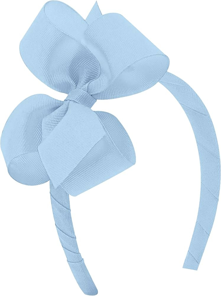 Wee Ones Girls' Classic Grosgrain Hair Bow on a Wrapped Headband, Stylish For All Hair Types, Med... | Amazon (US)