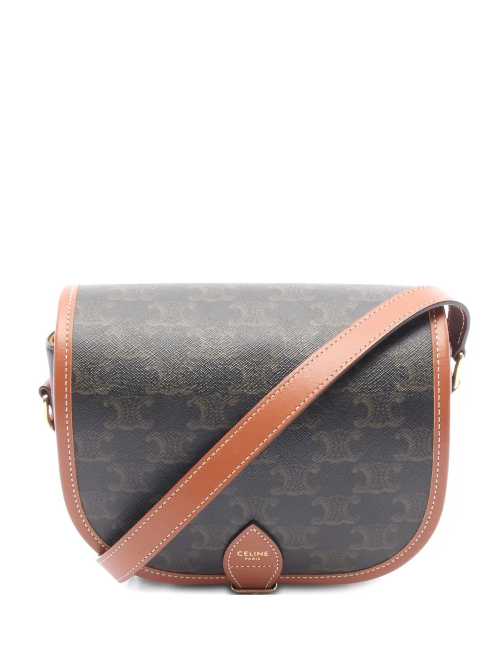 Celine Pre-Owned 2010s medium Triomphe Falco crossbody bag - Black | Farfetch Global
