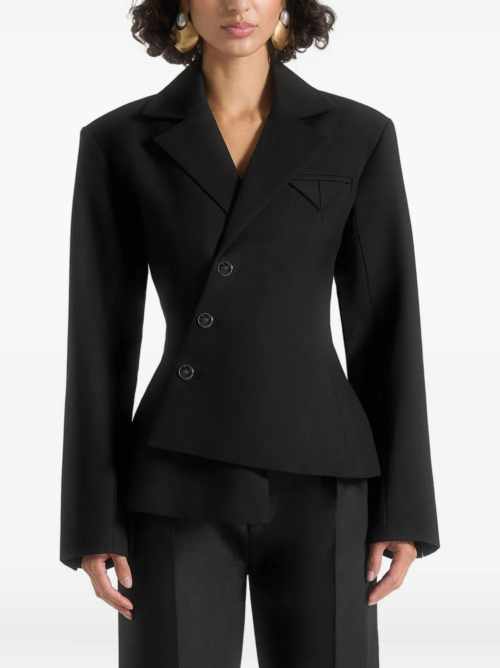 Manière De Voir Thalia asymmetric double-breasted blazer - Black | Farfetch Global