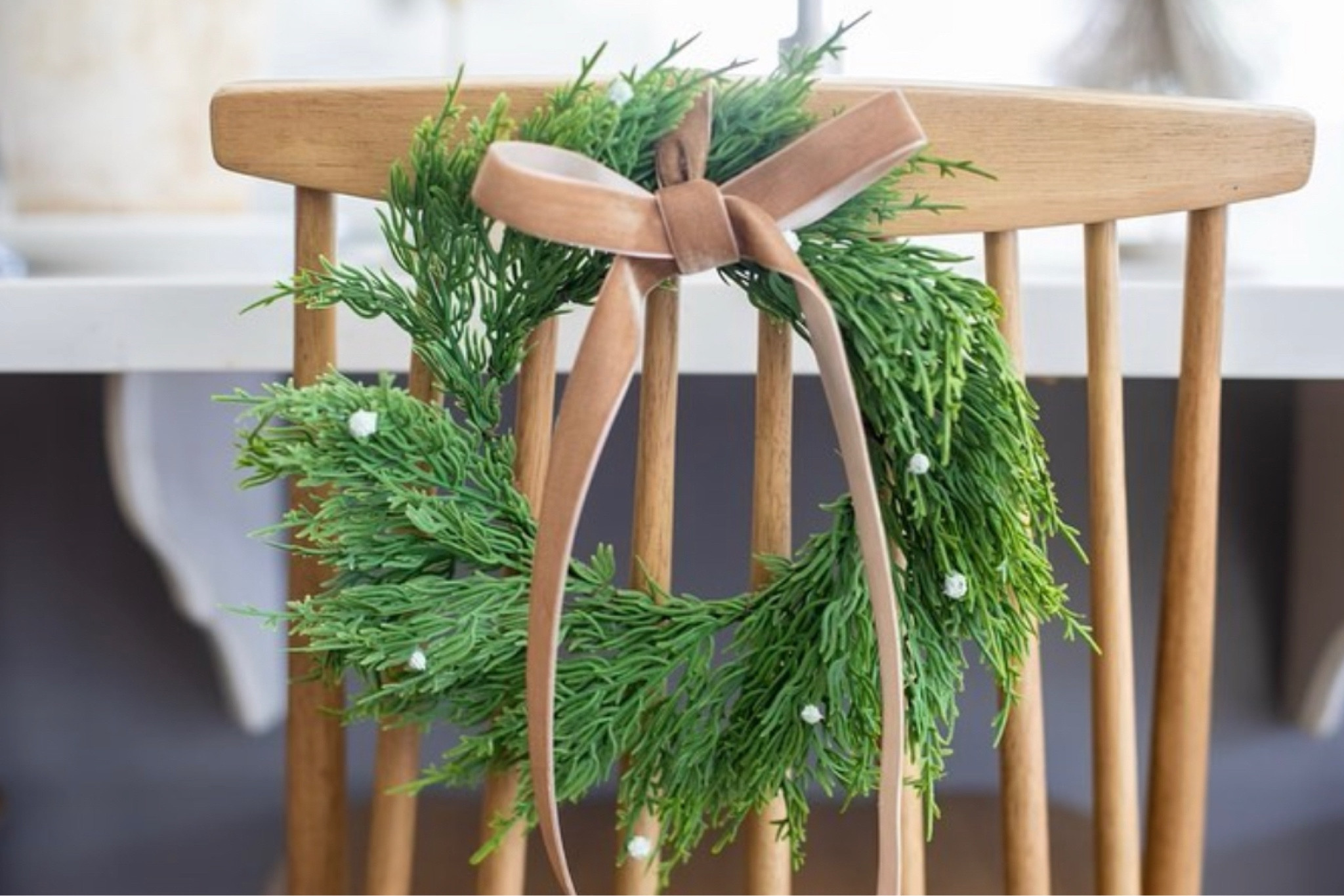 The best wreaths and velvet bows for the back of your kitchen stools 🤍

#LTKHome #LTKHoliday #LTKSeasonal