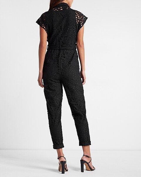 Limited Edition Eyelet Button Front Tie Waist Jumpsuit | Express