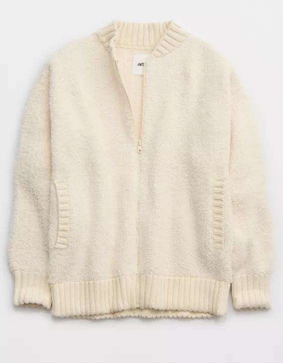 Aerie Full Zip Sherpa Cardigan | American Eagle Outfitters (US & CA)