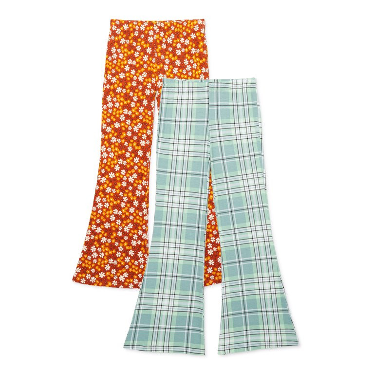 Wonder Nation Girls Printed Flare Leggings, 2-Pack, Sizes 4-18 & Plus - Walmart.com | Walmart (US)