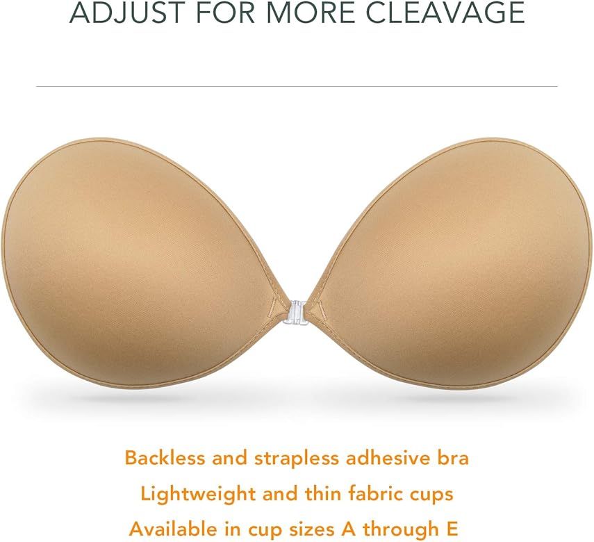 Wingslove Adhesive Bra Reusable Strapless Self Silicone Push-up Invisible Sticky Bras for Backless D | Amazon (US)