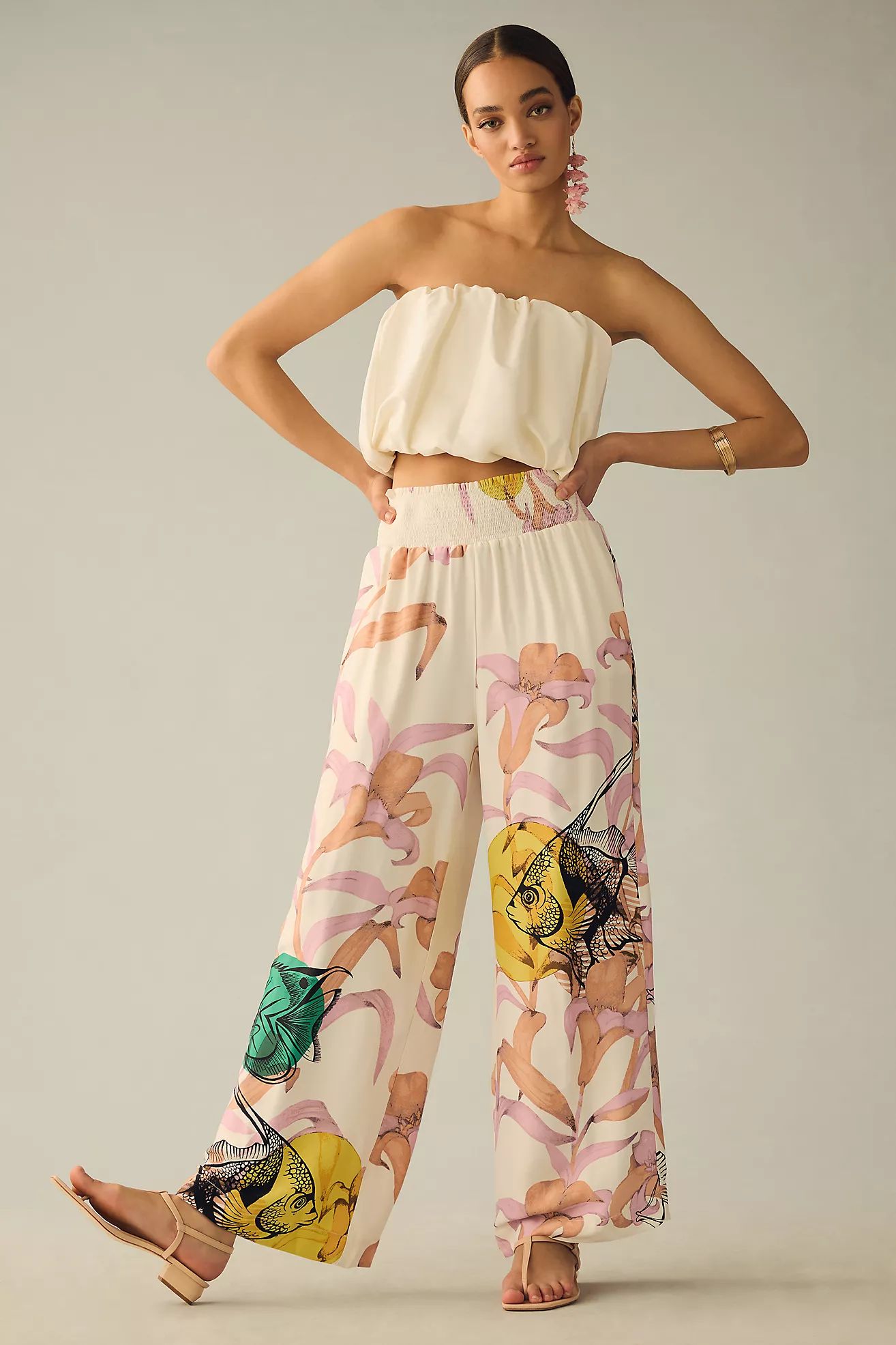 Pia Binazzi Graphic Floral Wide-Leg Pants | Anthropologie (US)