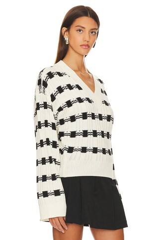 L'Academie Evran Check Sweater in White & Black from Revolve.com | Revolve Clothing (Global)