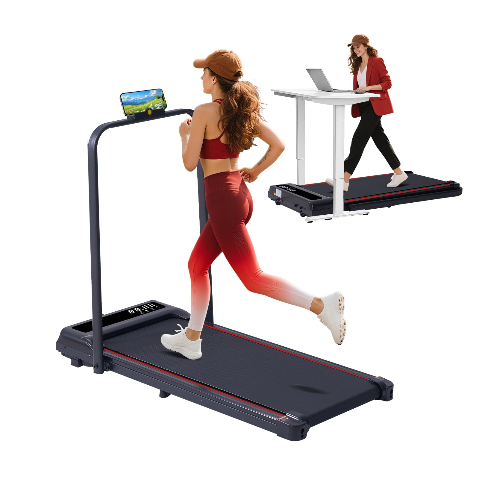 Treadmill with Handles for Home Small, 3.0HP Electric Compact Walking Pad Treadmills with Handle ... | Amazon (US)