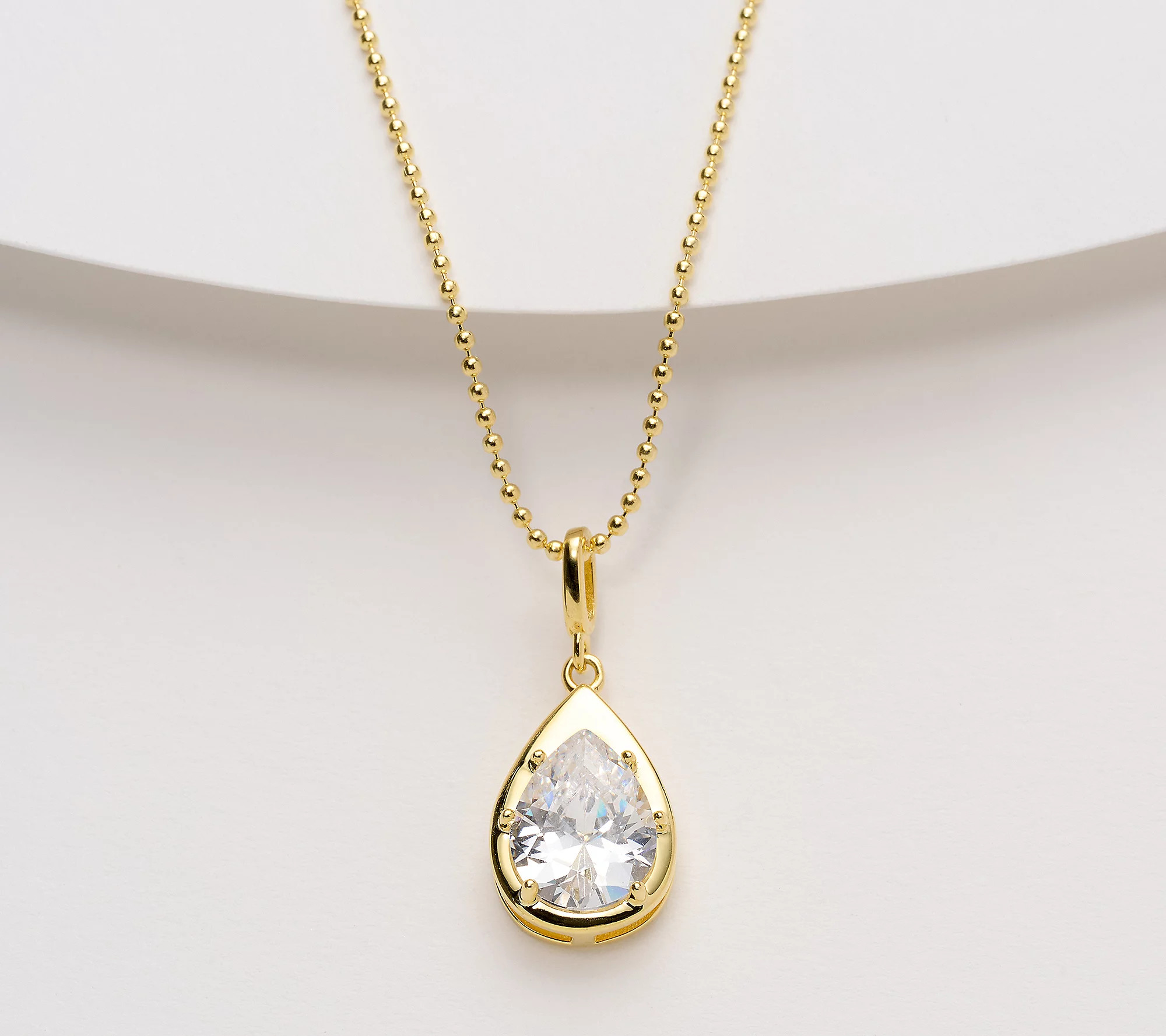 Diamonique Classics Pear Shaped Pendant Necklace, Sterl | QVC