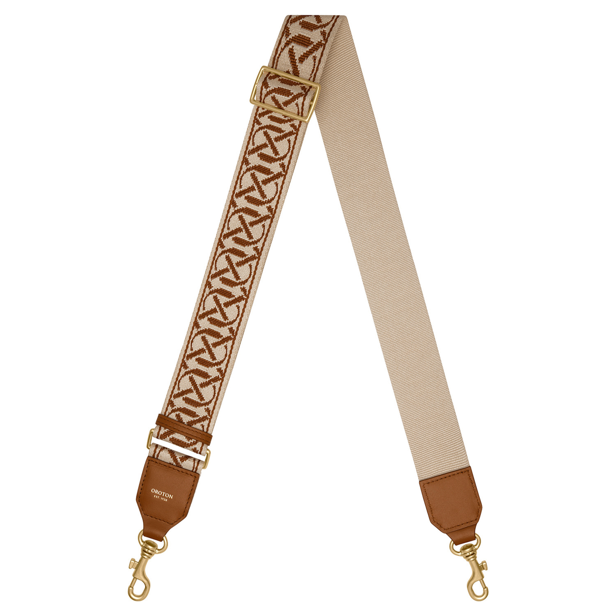 Logo Bag Strap - Cognac/Ecru | Oroton | Oroton