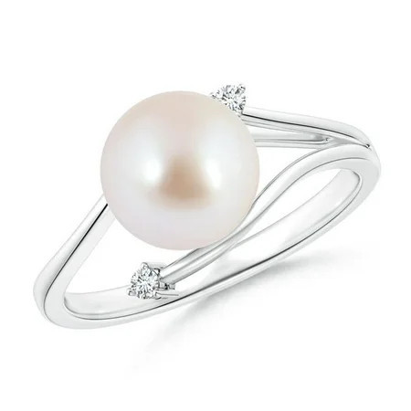 Angara Japanese Akoya Cultured Pearl Bypass Split Shank Ring in 14K White Gold for Women | June Birthstone Jewelry for Her | Walmart (US)