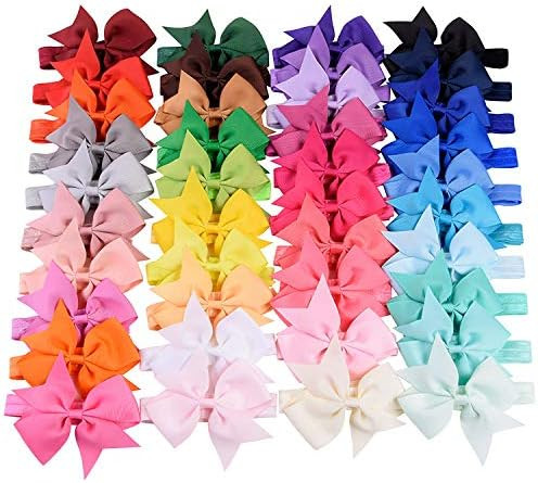 40pcs Baby Girls Hair Bows Headbands Grosgrain Ribbon Hair Band Accessories for Infants Newborn Todd | Amazon (US)