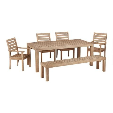 Light Brown Eucalyptus Segovia Outdoor Dining Collection | World Market