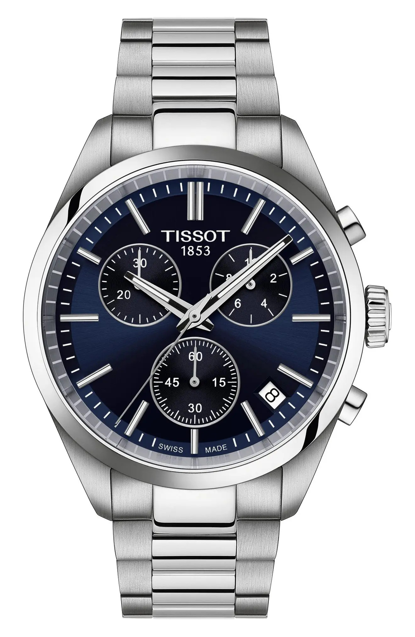 Tissot PR100 Chronograph Bracelet Watch, 40mm in Blue/Silver at Nordstrom | Nordstrom