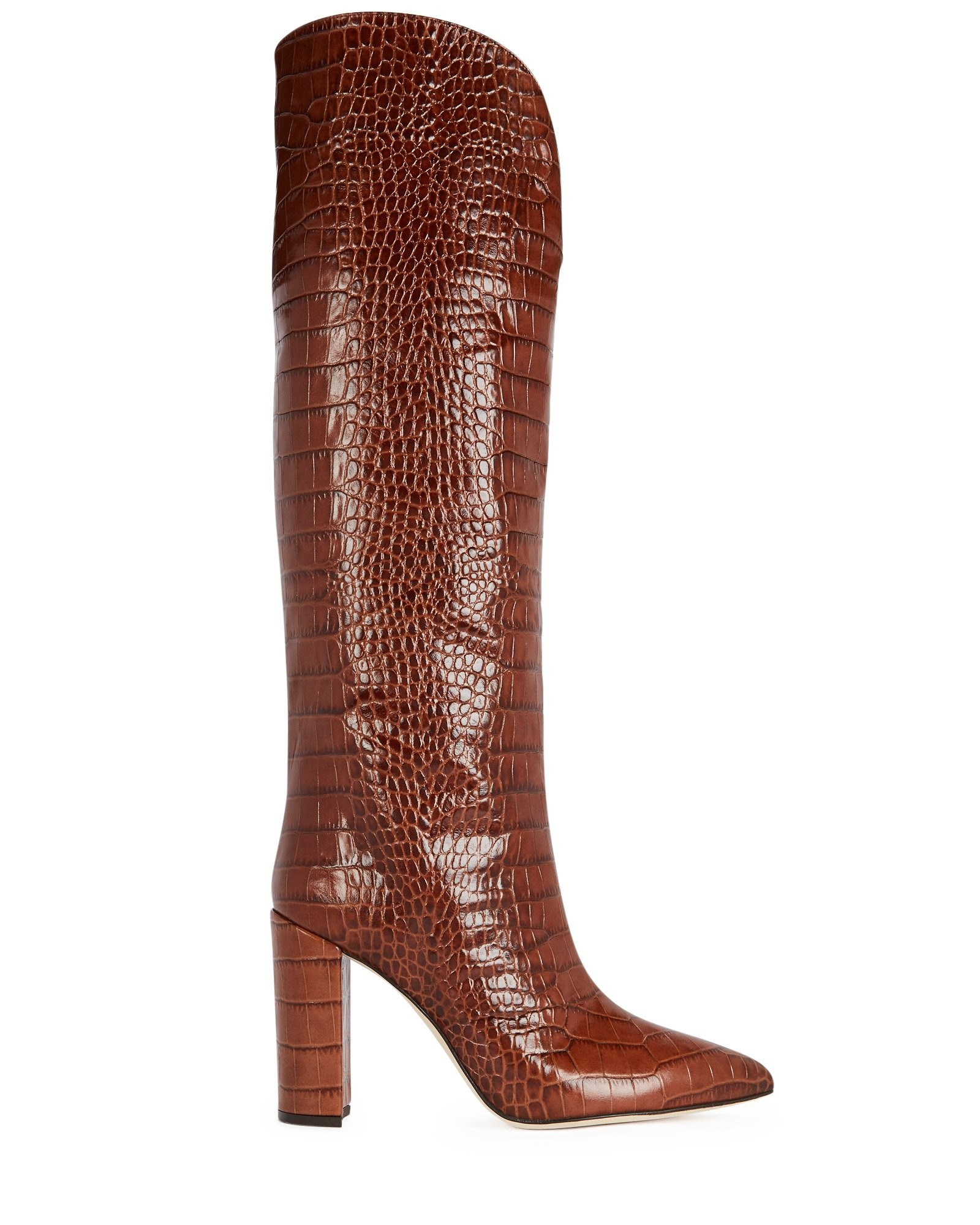 Paris Texas Moc Croco Knee-High Boots, Brown 37.5 | INTERMIX