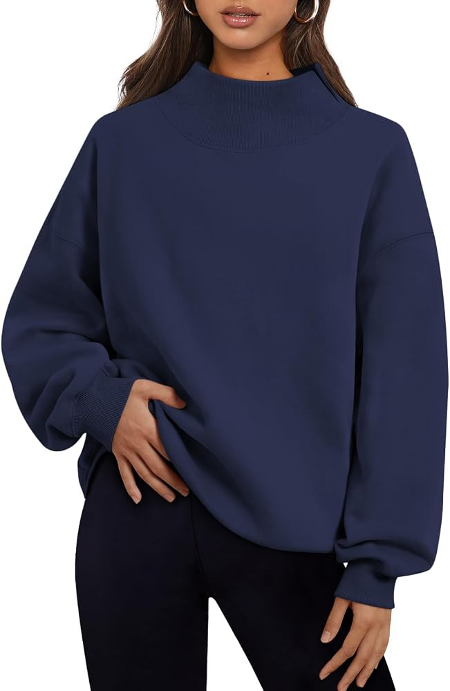 Trendy Queen Womens Mock Neck Sweatshirts Oversized Pullover Fall Outfits | Amazon (US)