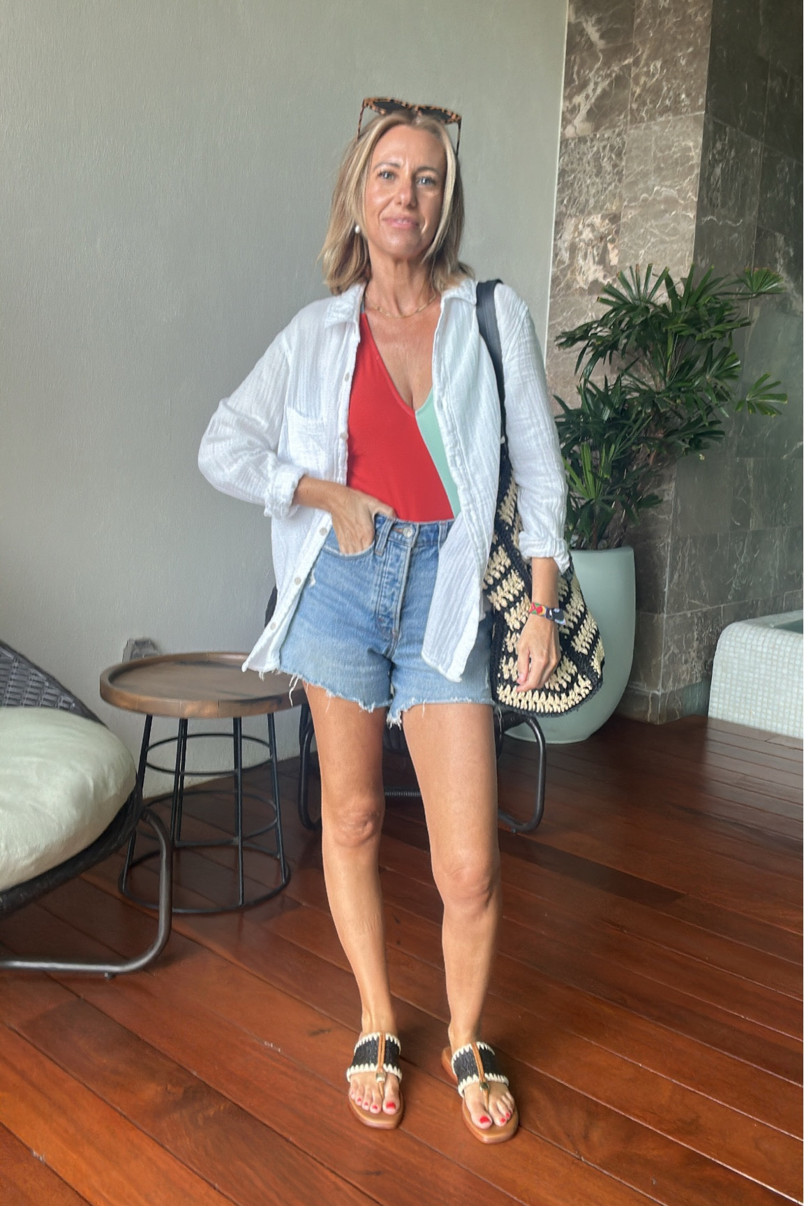 Todays outfit
Swimsuit size xs
Button down size small
Shorts sized down


#LTKfindsunder50 #LTKover40 #LTKswim