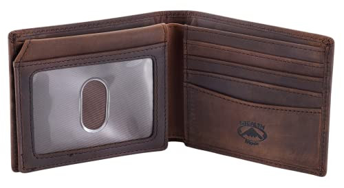 Stealth Mode Brown Leather Bifold Wallet for Men With ID Window and RFID Blocking, One Size | Amazon (US)