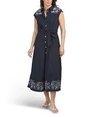 Embroidered Poplin Shirt Dress | Marshalls