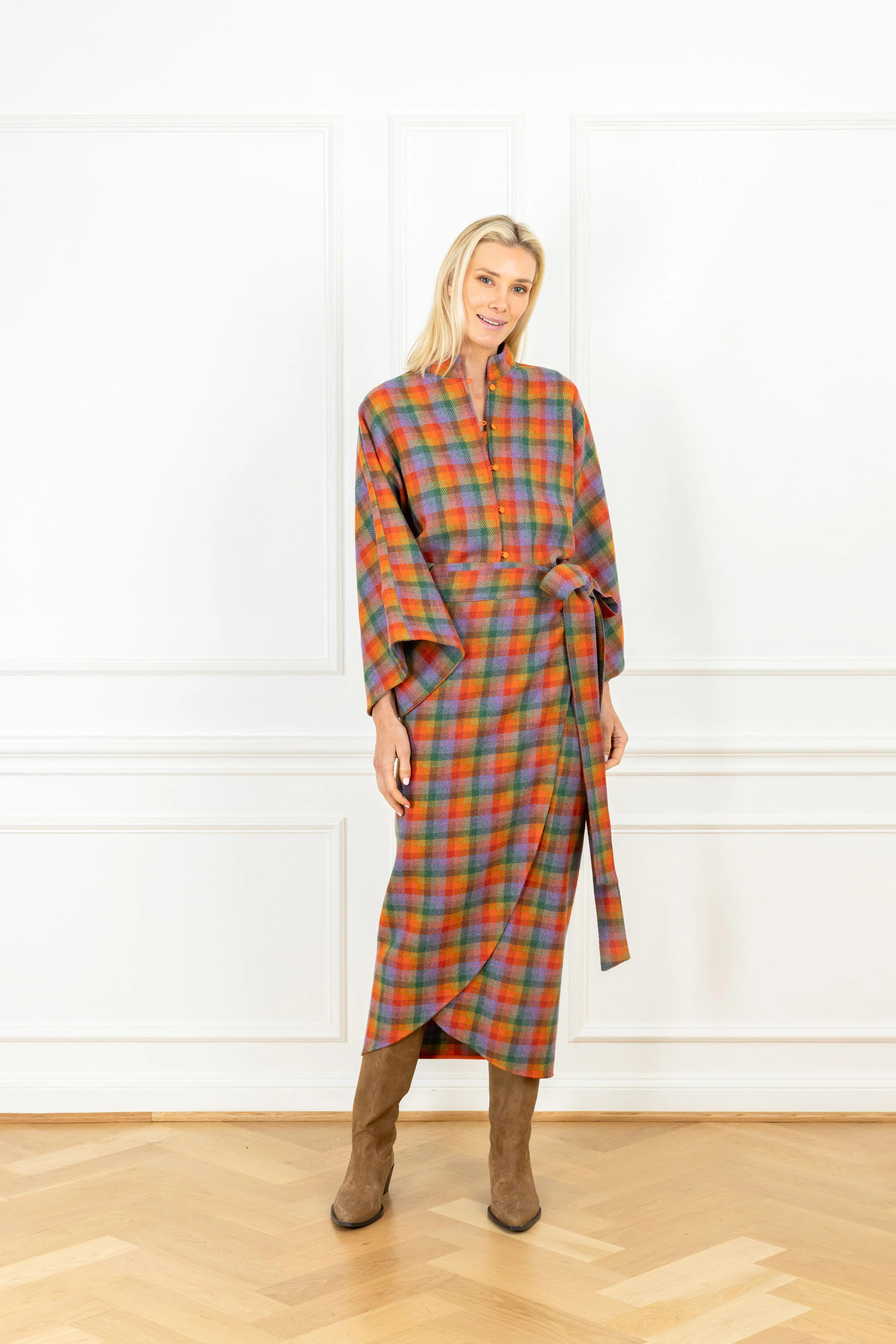 Rainbow Check Woven Maxi Wrap Skirt | La Vie Style House